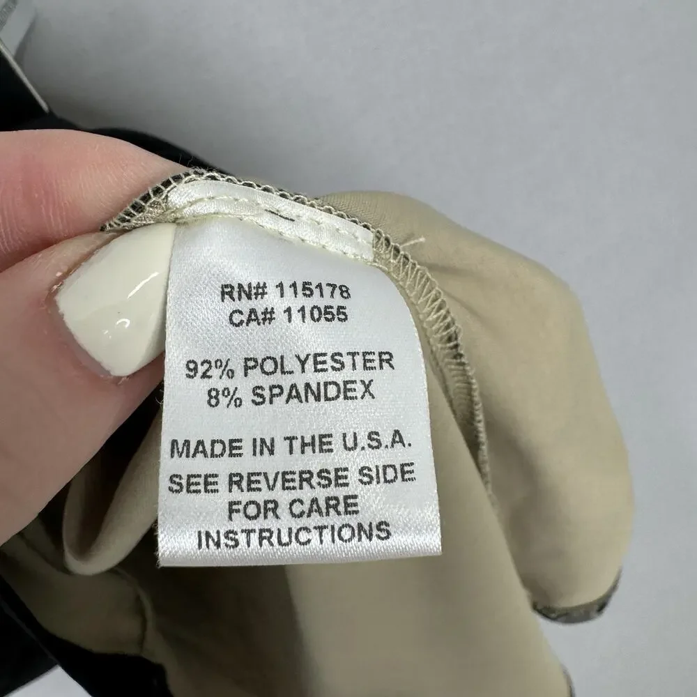 Komarov Womens Dress M Black Floral Jersey Knit Belted Cowl Neck Cocktail Career - Picture 10 of 11